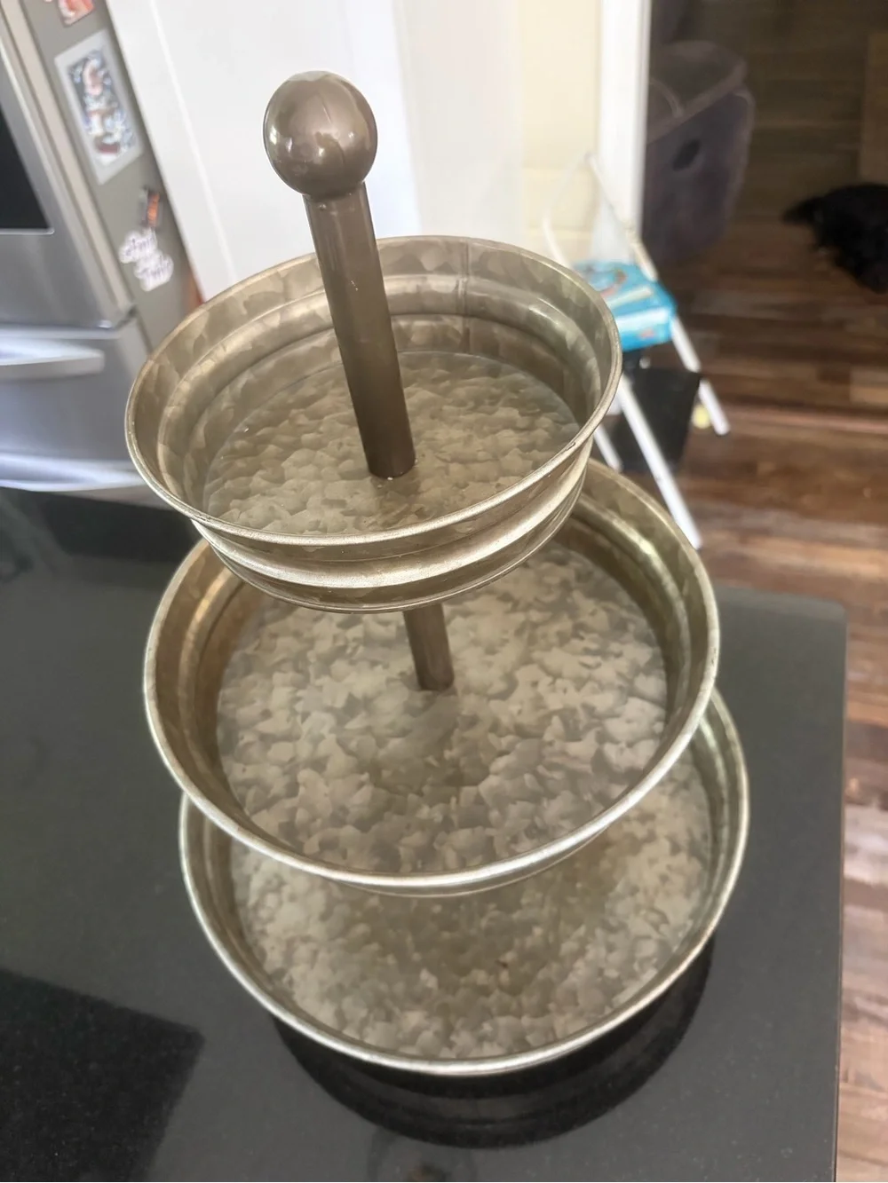 Hobby Lobby Hammered Metal Three-Tier Tray in Silver Gray